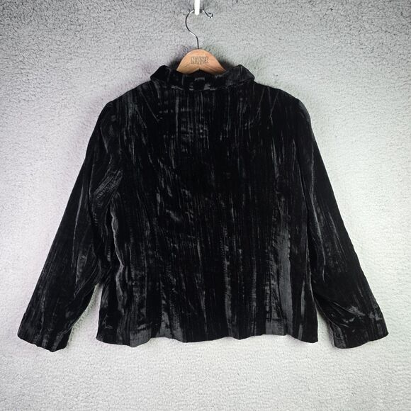 Coldwater Creek Black Velvet Jacket Lined Button Front Classic Petite Large - Picture 14 of 16